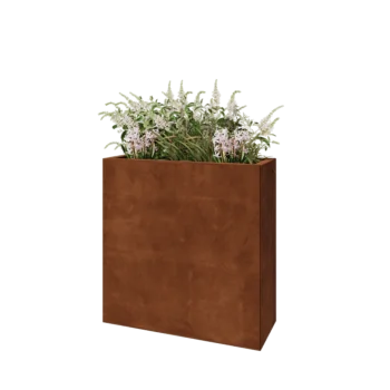 Corten steel planter - Rectangle - 80 x 30 x 80 cm - With bottom plate