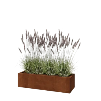 Corten steel planter - Rectangle - 120 x 40 x 30 cm - With bottom plate