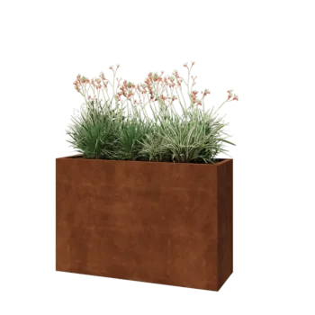 Corten steel planter - Rectangle - 120 x 40 x 80 cm - With bottom plate