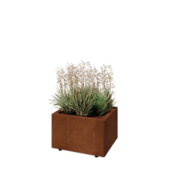 Corten steel planter - Rectangle - 50 x 40 x 30 cm - With bottom plate - With legs