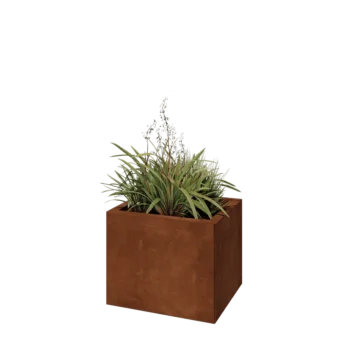 Corten steel planter - Rectangle - 50 x 40 x 40 cm - With bottom plate