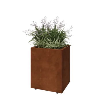 Corten steel planter - Rectangle - 50 x 40 x 60 cm - With bottom plate - With legs