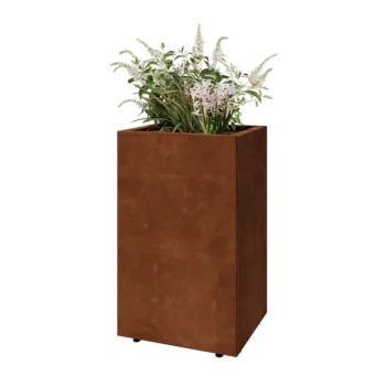 Corten steel planter - Rectangle - 50 x 40 x 80 cm - With bottom plate - With legs