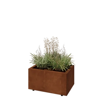 Corten steel planter - Rectangle - 60 x 40 x 30 cm - With bottom plate - With legs
