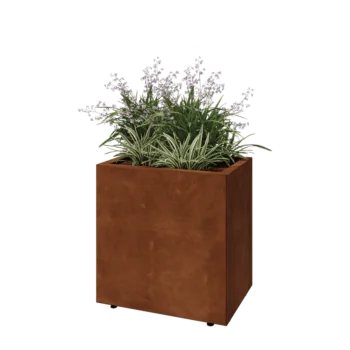 Corten steel planter - Rectangle - 60 x 40 x 60 cm - With bottom plate - With legs