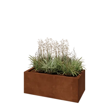 Corten steel planter - Rectangle - 80 x 40 x 30 cm - With bottom plate