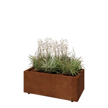 Corten steel planter - Rectangle - 80 x 40 x 30 cm - With bottom plate - With legs