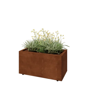 Corten steel planter - Rectangle - 80 x 40 x 40 cm - With bottom plate - With legs
