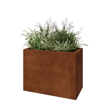 Corten steel planter - Rectangle - 80 x 40 x 60 cm - With bottom plate