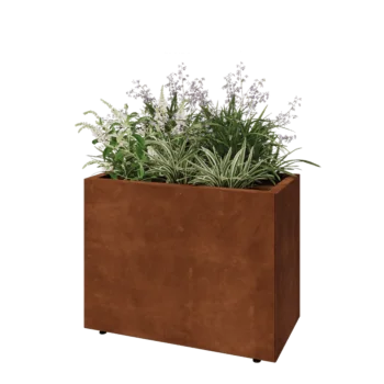 Corten steel planter - Rectangle - 80 x 40 x 60 cm - With bottom plate - With legs