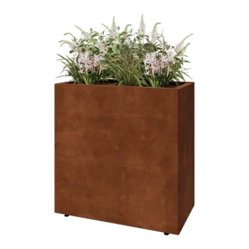 Corten steel planter - Rectangle - 80 x 40 x 80 cm - With bottom plate - With legs
