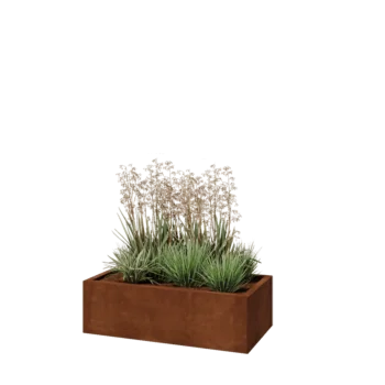 Corten steel planter - Rectangle - 100 x 50 x 30 cm - With bottom plate