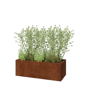 Corten steel planter - Rectangle - 120 x 50 x 40 cm - With bottom plate