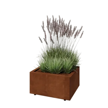 Corten steel planter - Rectangle - 60 x 50 x 30 cm - With bottom plate - With legs