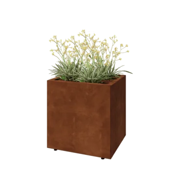 Corten steel planter - Rectangle - 60 x 50 x 60 cm - With bottom plate - With legs