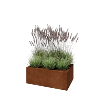 Corten steel planter - Rectangle - 80 x 50 x 30 cm - With bottom plate
