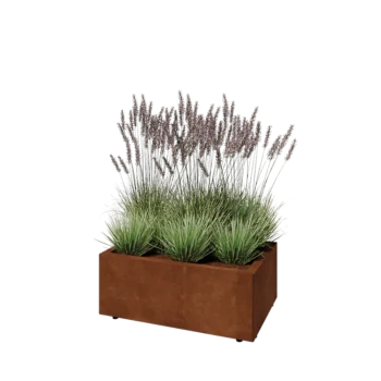 Corten steel planter - Rectangle - 80 x 50 x 30 cm - With bottom plate - With legs