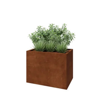 Corten steel planter - Rectangle - 80 x 50 x 60 cm - With bottom plate