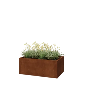 Corten steel planter - Rectangle - 100 x 60 x 40 cm - With bottom plate