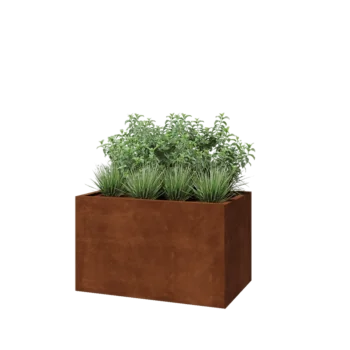 Corten steel planter - Rectangle - 100 x 60 x 60 cm - With bottom plate