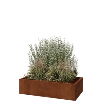 Corten steel planter - Rectangle - 120 x 60 x 30 cm - With bottom plate