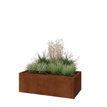 Corten steel planter - Rectangle - 120 x 60 x 40 cm - With bottom plate