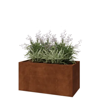 Corten steel planter - Rectangle - 120 x 60 x 60 cm - With bottom plate