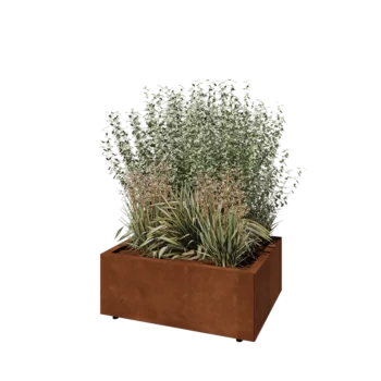 Corten steel planter - Rectangle - 80 x 60 x 30 cm - With bottom plate - With legs