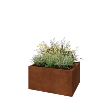 Corten steel planter - Rectangle - 80 x 60 x 40 cm - With bottom plate