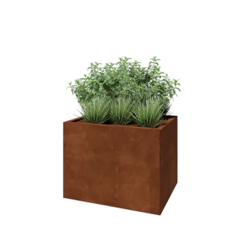 Corten steel planter - Rectangle - 80 x 60 x 60 cm - With bottom plate