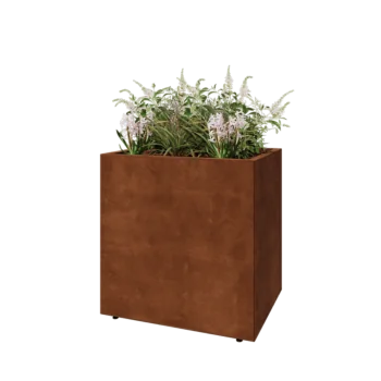 Corten steel planter - Rectangle - 80 x 60 x 80 cm - With bottom plate - With legs