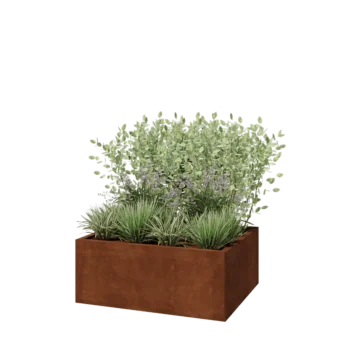 Corten steel planter - Rectangle - 100 x 80 x 40 cm - With bottom plate