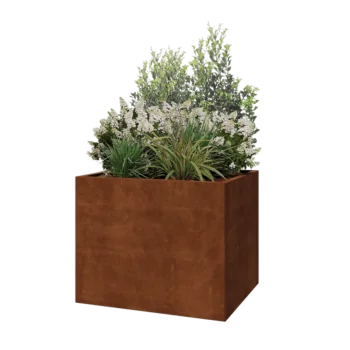 Corten steel planter - Rectangle - 100 x 80 x 80 cm - With bottom plate