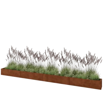 Corten steel planter XXL - Rectangle - 480 x 30 x 30 cm - With bottom plate