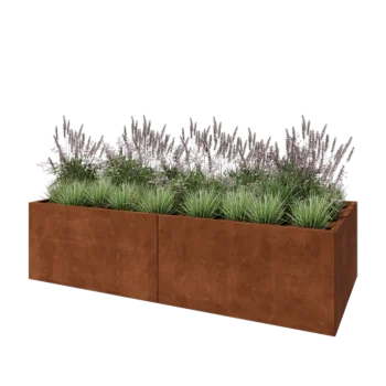 Corten steel planter XXL - Rectangle - 240 x 100 x 60 cm - With bottom plate