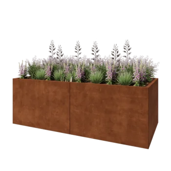 Corten steel planter XXL - Rectangle - 240 x 100 x 80 cm - With bottom plate