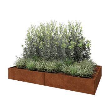 Corten steel planter XXL - Rectangle - 240 x 120 x 30 cm - Without bottom plate