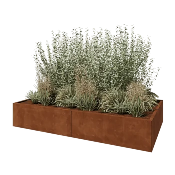 Corten steel planter XXL - Rectangle - 240 x 120 x 40 cm - With bottom plate