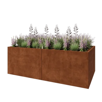 Corten steel planter XXL - Rectangle - 240 x 120 x 80 cm - With bottom plate