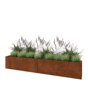 Corten steel planter XXL - Rectangle - 240 x 30 x 40 cm - Without bottom plate