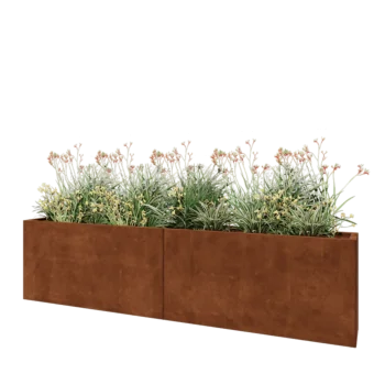 Corten steel planter XXL - Rectangle - 240 x 30 x 60 cm - With bottom plate