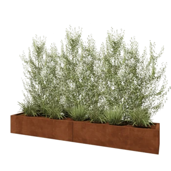 Corten steel planter XXL - Rectangle - 240 x 40 x 30 cm - With bottom plate
