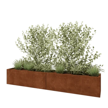 Corten steel planter XXL - Rectangle - 240 x 40 x 40 cm - Without bottom plate