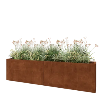Corten steel planter XXL - Rectangle - 240 x 40 x 60 cm - Without bottom plate