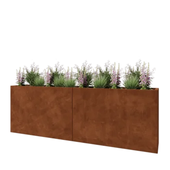 Corten steel planter XXL - Rectangle - 240 x 40 x 80 cm - Without bottom plate