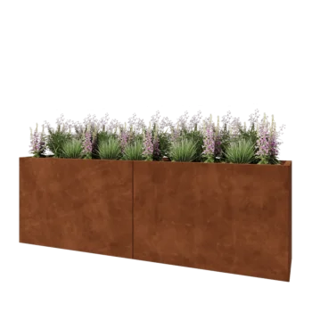 Corten steel planter XXL - Rectangle - 240 x 50 x 80 cm - Without bottom plate
