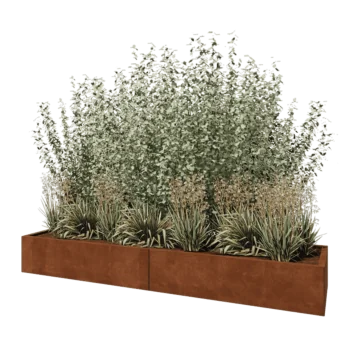Corten steel planter XXL - Rectangle - 240 x 60 x 30 cm - Without bottom plate