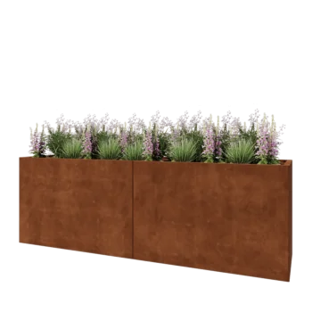 Corten steel planter XXL - Rectangle - 240 x 60 x 80 cm - Without bottom plate