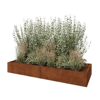 Corten steel planter XXL - Rectangle - 240 x 80 x 30 cm - Without bottom plate