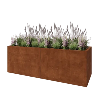 Corten steel planter XXL - Rectangle - 240 x 80 x 80 cm - With bottom plate